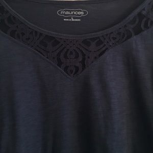 Blue Long Sleeve Top with Lace